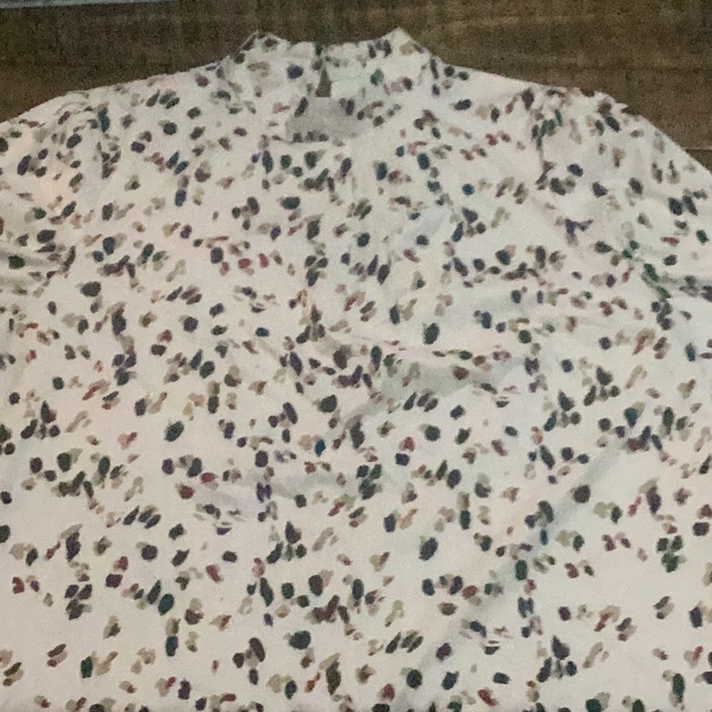 Women’s White Shirt with Multicolor Abstract Dot Print